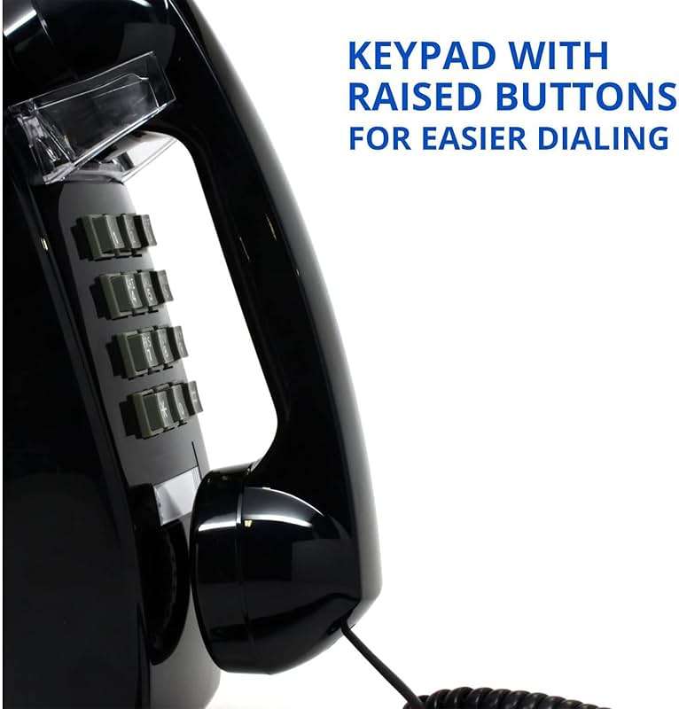 Single Line Classic 2554 Wall Phone with Loud Ringer and Handset Volume Control, Black - Wall Mount Jack Required - Image 6