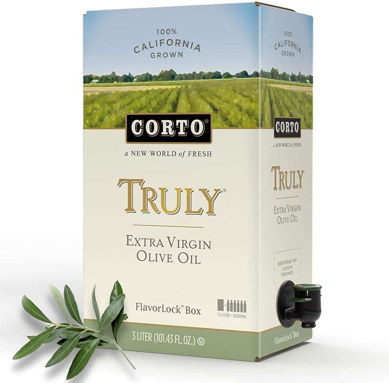 Corto TRULY® | Extra Virgin Olive Oil | Floral Notes | Cold Extracted in State-of-the-Art Mill | Straight from Official Corto Olive Groves & Oil Producer | Oxygen-Free, Light Free FlavorLock Box - Image 1