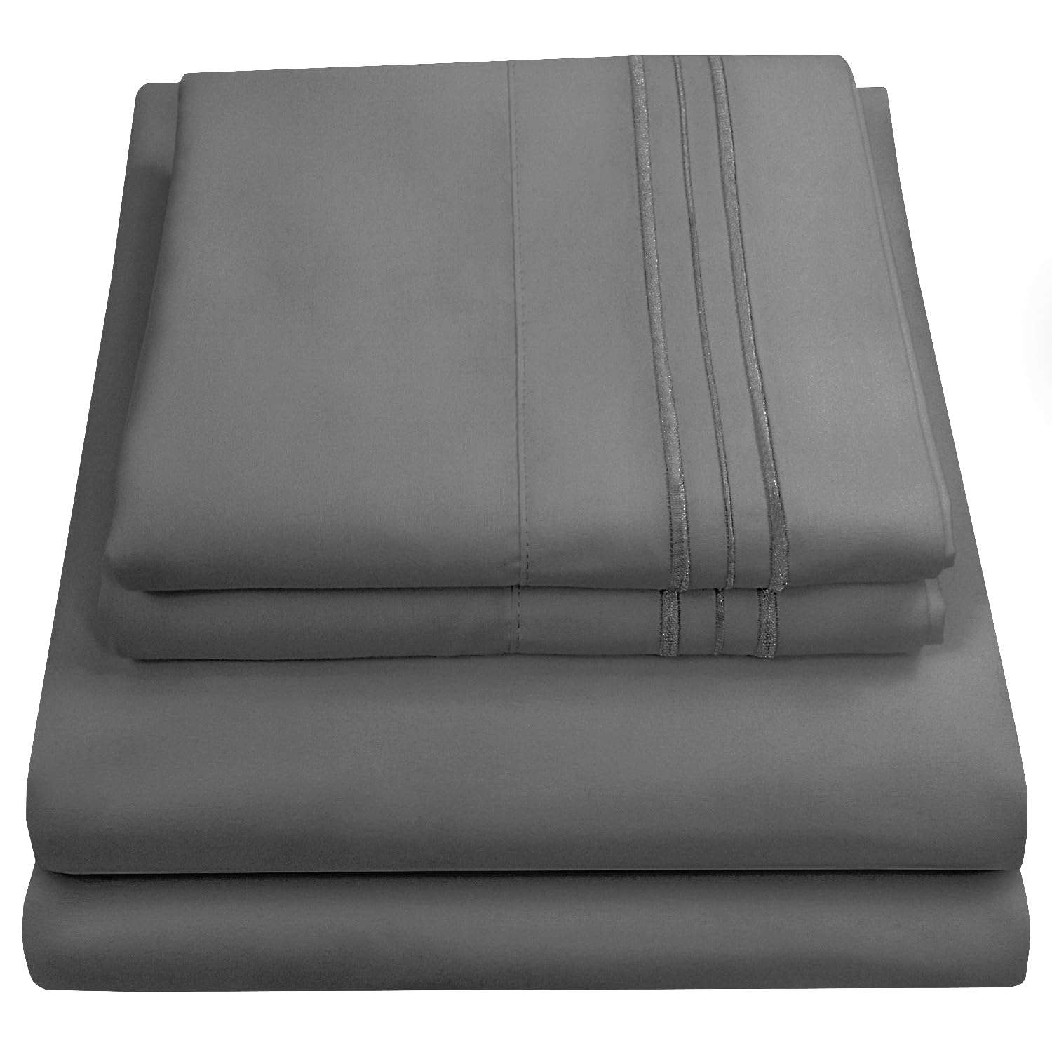 Queen Size Bed Sheets - Breathable Luxury Sheets with Full Elastic & Secure Corner Straps Built In - 1800 Supreme Collection Extra Soft Deep Pocket Bedding Set, Sheet Set, Queen, Gray - Image 1