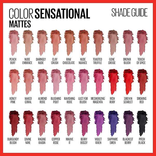 Maybelline Color Sensational Lipstick, Lip Makeup, Matte Finish, Hydrating Lipstick, Nude, Pink, Red, Plum Lip Color, Blushing Pout, 0.15 oz; (Packaging May Vary) - Image 4