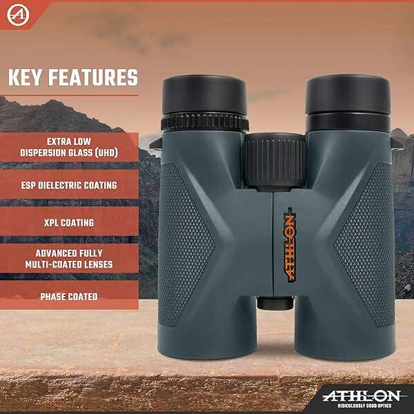 Athlon Optics 8x42 Midas UHD Gray Binoculars with ED Glass for Adults and Kids, High-Powered Binoculars for Hunting, Birdwatching, and More - Image 3