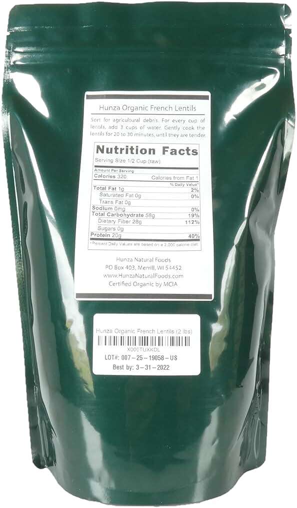 Hunza Organic French Lentils (2 lbs) - Image 2