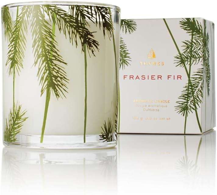Thymes Frasier Fir Pine Needle Candle – Holiday Candles for Home Scented with Notes of Crisp Siberian Fir, Cedarwood & Sandalwood – Christmas Decor – Christmas Gifts for Women & Men (6.5 oz) - Image 1
