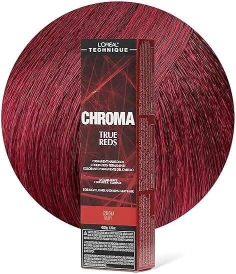 L'Oréal Technique Chroma True Reds Permanent Hair Color - Red Dye For Long-Lasting Color, For Light, Dark and Gray Hair - Image 1