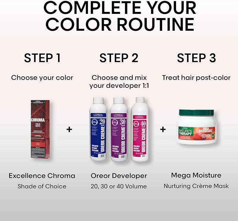 L'Oréal Technique Chroma True Reds Permanent Hair Color - Red Dye For Long-Lasting Color, For Light, Dark and Gray Hair - Image 3