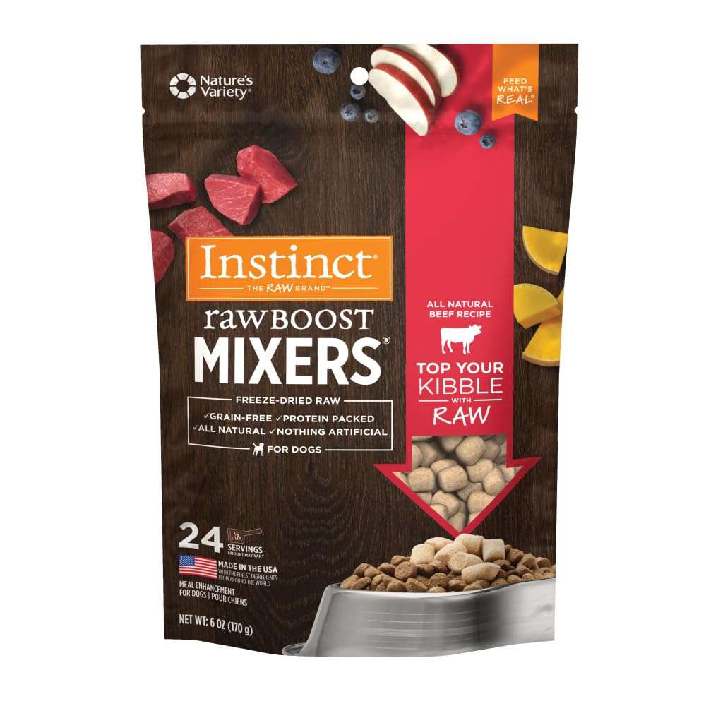 Instinct RawBoost Mixers, Freeze Dried Dog Food Topper, Grain-Free Recipe - All Natural Beef, 6 oz. Bag - Image 1