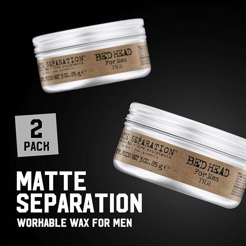 TIGI Bed Head Hair Wax for Men, Matte Separation 2-Pack – Workable Strong Hold, Anti-Humidity, Travel-Friendly Hair Products for Men, 3 Oz Ea - Image 2