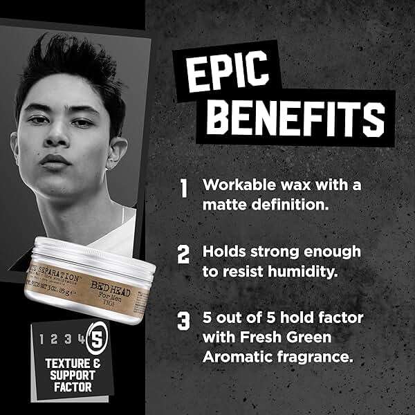 TIGI Bed Head Hair Wax for Men, Matte Separation 2-Pack – Workable Strong Hold, Anti-Humidity, Travel-Friendly Hair Products for Men, 3 Oz Ea - Image 3
