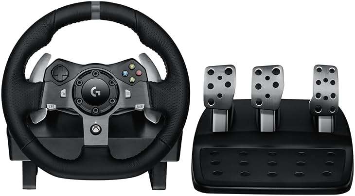 Logitech G920 Driving Force Racing Wheel and Floor Pedals, Real Force Feedback, Stainless Steel Paddle Shifters, Leather Steering Wheel Cover for Xbox Series X|S, Xbox One, PC, Mac - Black - Image 1