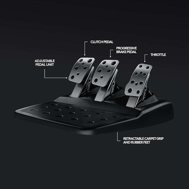 Logitech G920 Driving Force Racing Wheel and Floor Pedals, Real Force Feedback, Stainless Steel Paddle Shifters, Leather Steering Wheel Cover for Xbox Series X|S, Xbox One, PC, Mac - Black - Image 7