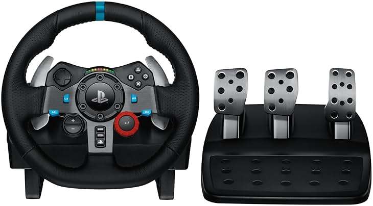 Logitech G29 Driving Force Racing Wheel and Floor Pedals, Real Force Feedback, Stainless Steel Paddle Shifters, Leather Steering Wheel Cover for PS5, PS4, PC, Mac - Black - Image 1