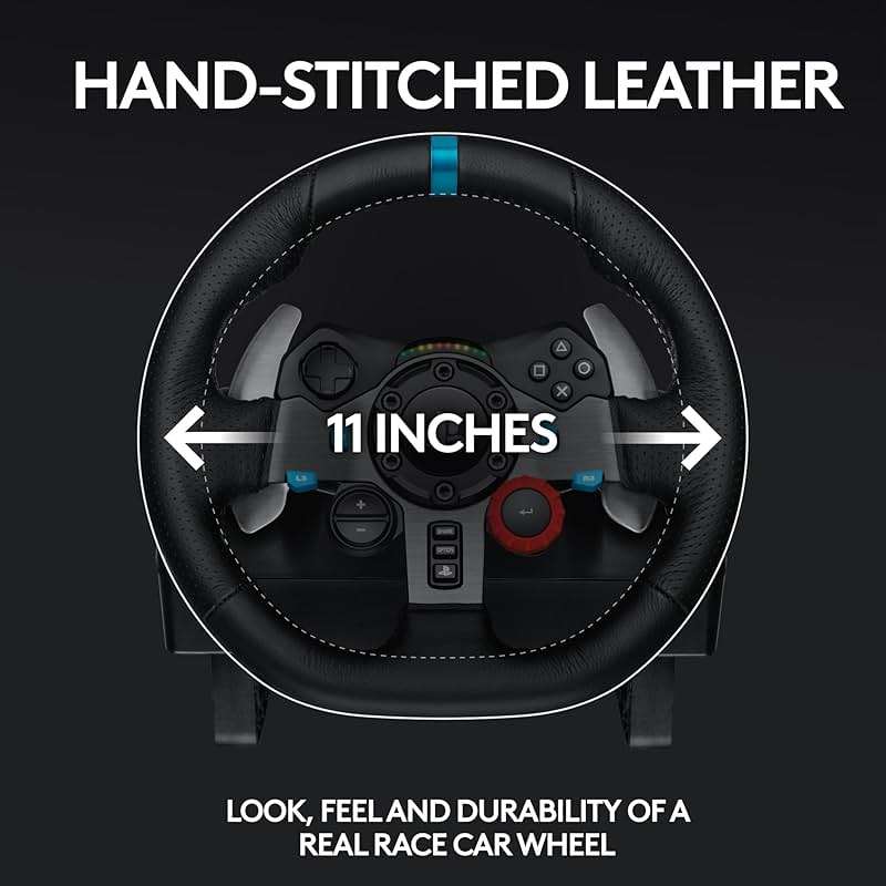 Logitech G29 Driving Force Racing Wheel and Floor Pedals, Real Force Feedback, Stainless Steel Paddle Shifters, Leather Steering Wheel Cover for PS5, PS4, PC, Mac - Black - Image 6