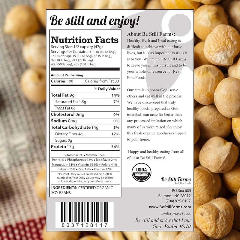 Be Still Farms Organic Soybeans Bulk (4.8 lb) - Soy Beans Dry - aka Soya Nuts Great for Edamame, Soy Milk, Tofu - High in Protein Fiber | USA Grown | USDA Certified | Vegan | Non-GMO | Gluten Free - Image 2