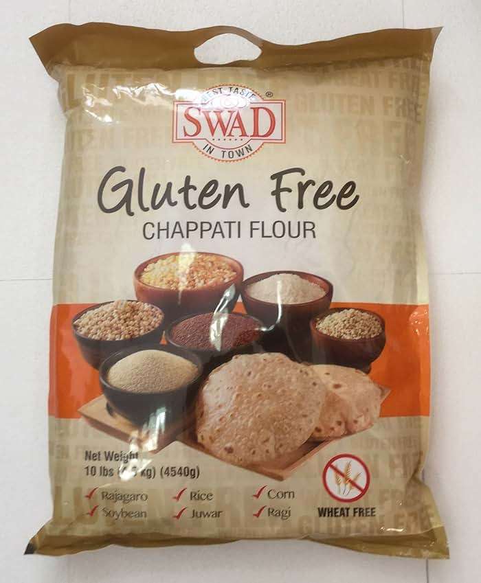 Swad Gluten Free, Wheat Free Multi-Grain Flour - 10lb., 4.5kg, Light Brown - Image 1