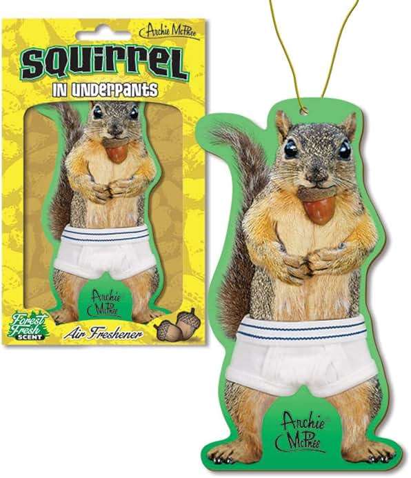Squirrel Standing in Underwear Funny Air Freshener - Image 1