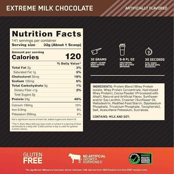 Optimum Nutrition Gold Standard 100% Whey Protein Powder, Extreme Milk Chocolate, 10 Pound (Packaging May Vary) - Image 3