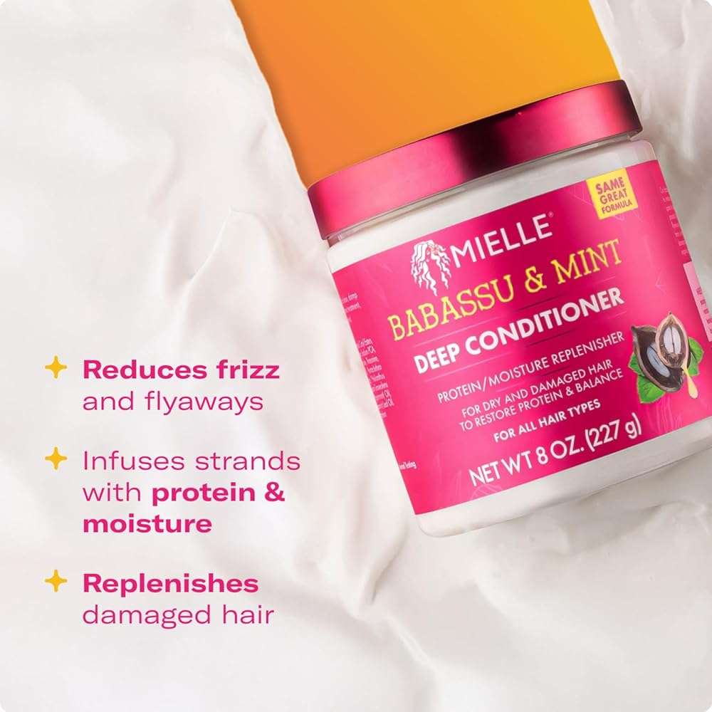 Mielle Organics Babassu & Mint Deep Conditioner with Protein, Moisturizing & Conditioning Deep Treatment, Hydrating Repair for Dry, Damaged, & Frizzy Hair (8 Oz) - Image 3