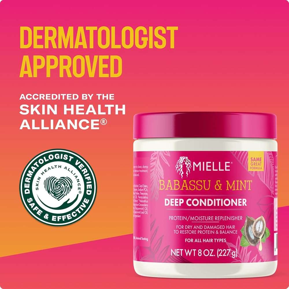 Mielle Organics Babassu & Mint Deep Conditioner with Protein, Moisturizing & Conditioning Deep Treatment, Hydrating Repair for Dry, Damaged, & Frizzy Hair (8 Oz) - Image 6