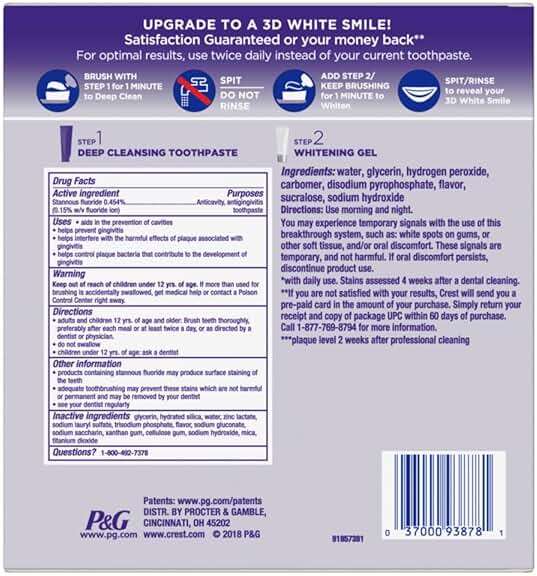 Crest 3D White Brilliance 2 Step Kit, Crest 3D White Toothpaste, Deep Clean Toothpaste (4oz) + Teeth Whitening Gel (2.3oz) - Image 8