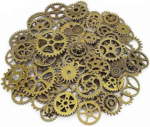 LolliBeads® 120 Gram Antiqued Bronze Metal Skeleton Steampunk Watch Gear Cog Wheel Sets(80pcs) - Image 2