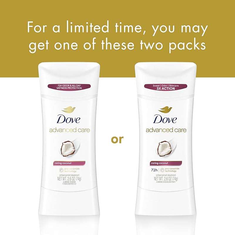 Dove Advanced Care Antiperspirant Caring Coconut, 2 Count Deodorant Stick for Women, for 48 Hour Protection And Soft And Comfortable Underarms, 2.6 oz - Image 3