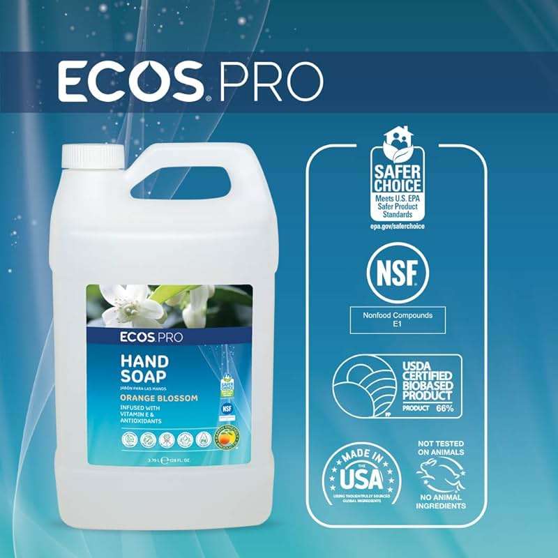 ECOS PRO Hand Soap Refill | Hypoallergenic | Readily Biodegradable Formula | With Vitamin E & Antioxidants | Made In The USA | Orange Blossom 1 GALLON/ 128 Fl Oz (Pack of 4) - Image 2