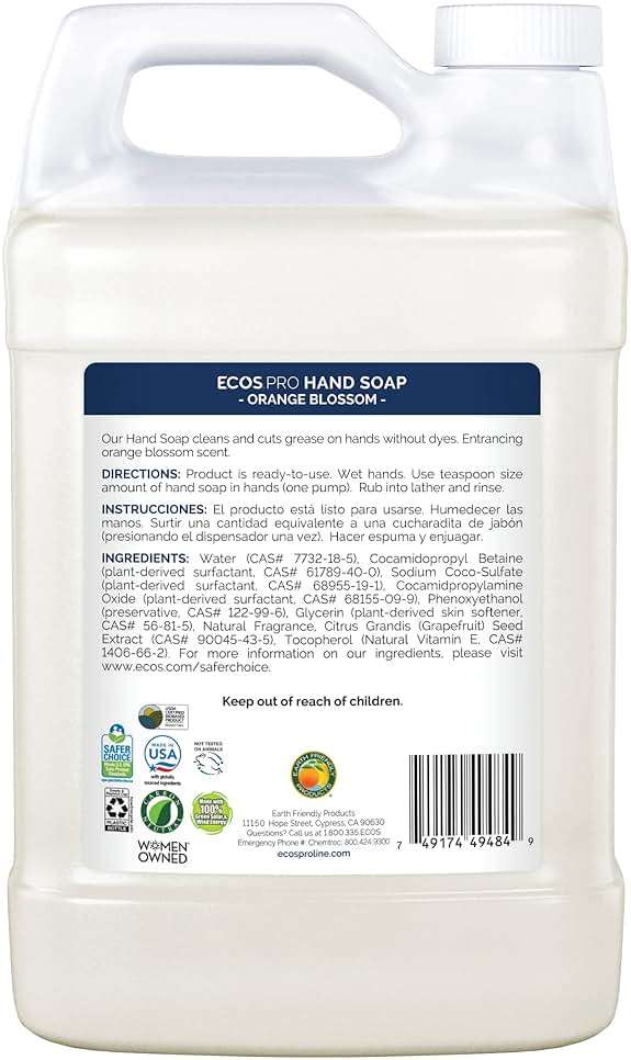ECOS PRO Hand Soap Refill | Hypoallergenic | Readily Biodegradable Formula | With Vitamin E & Antioxidants | Made In The USA | Orange Blossom 1 GALLON/ 128 Fl Oz (Pack of 4) - Image 8