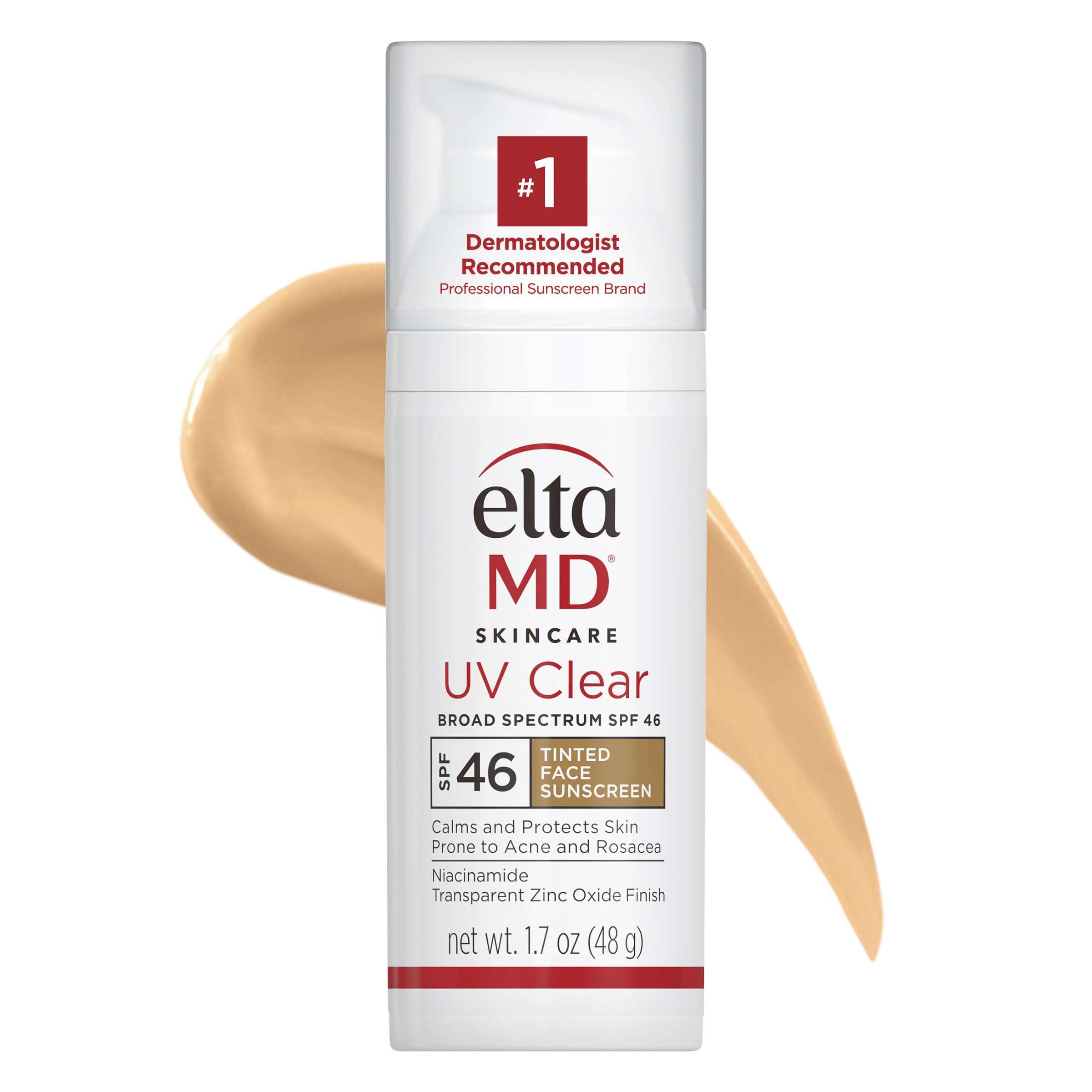 EltaMD UV Clear Tinted Sunscreen for Face, SPF 46 with Zinc Oxide, Oil-Free, Dermatologist Recommended, For Acne-Prone Sensitive Skin, 1.7 oz - Image 1
