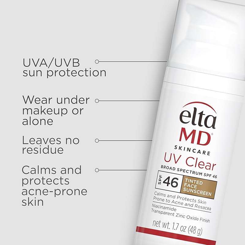 EltaMD UV Clear Tinted Sunscreen for Face, SPF 46 with Zinc Oxide, Oil-Free, Dermatologist Recommended, For Acne-Prone Sensitive Skin, 1.7 oz - Image 3