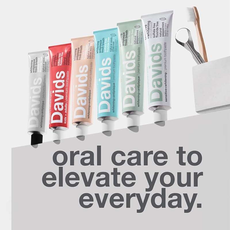 Davids Fluoride Free Toothpaste, Teeth Whitening, Antiplaque, SLS (Sulfate) Free, Promotes Enamel Health, Mouth & Gum Detox, EWG Verified, Peppermint, 5.25oz - Image 8