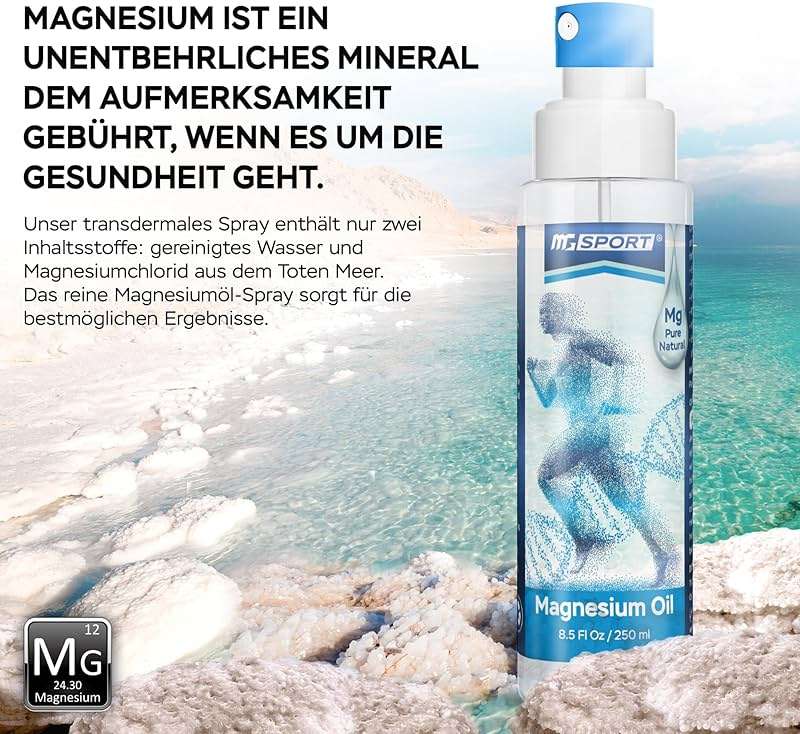 MgSport Magnesium Oil Spray 8.5 fl oz (250ml) — Dead Sea Magnesium Chloride for Muscle Recovery, Leg Cramps & Sleep Support | 1,400 Sprays | Odorless, Fast-Absorbing - Image 6