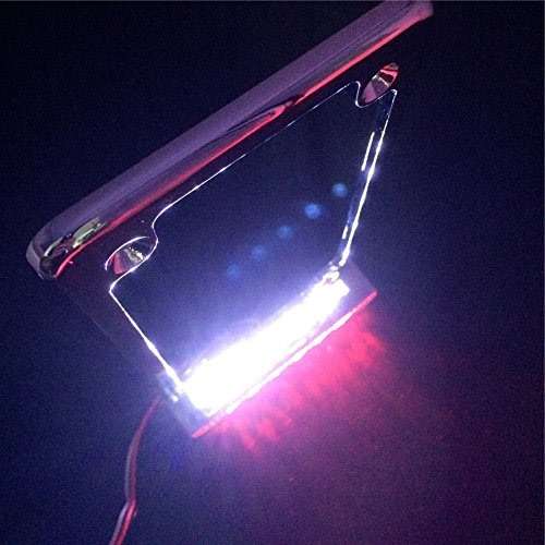 HTTMT MT294-003- Motorcycle Chrome 7" x 4" Flat License Plate Frame Bracket Tag Holder w/ 3" LED Bar Compatible with Universal /Suzuki/Yamaha/Kawasaki/Harley - Image 2