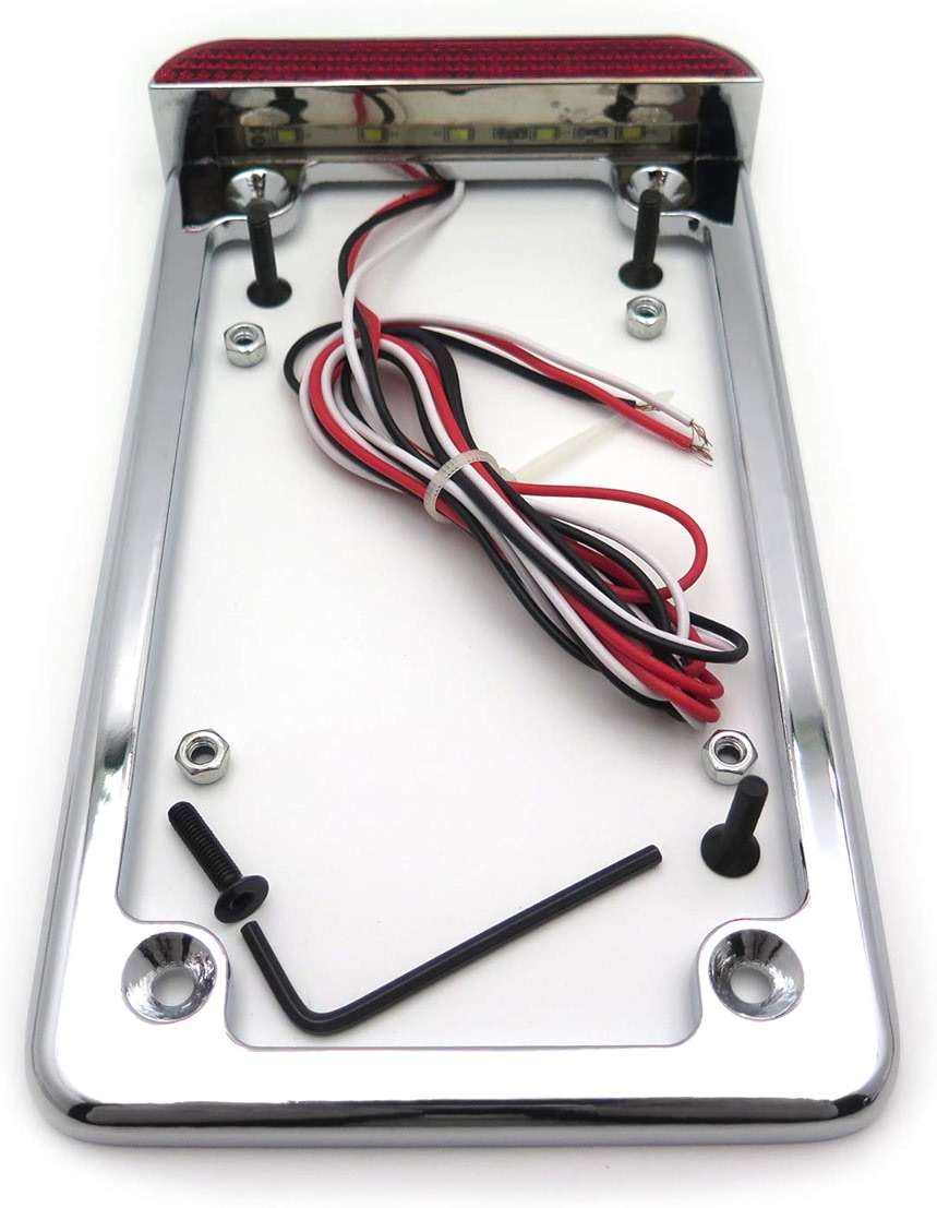 HTTMT MT294-003- Motorcycle Chrome 7" x 4" Flat License Plate Frame Bracket Tag Holder w/ 3" LED Bar Compatible with Universal /Suzuki/Yamaha/Kawasaki/Harley - Image 7