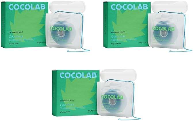 Cocofloss Expanding Woven Dental Floss by Cocolab, Waxed Tooth Floss for Daily Oral Care, Coconut Oil Infused, Vegan, for Adults and Kids, Mint Scent, 3 Pack - Image 1