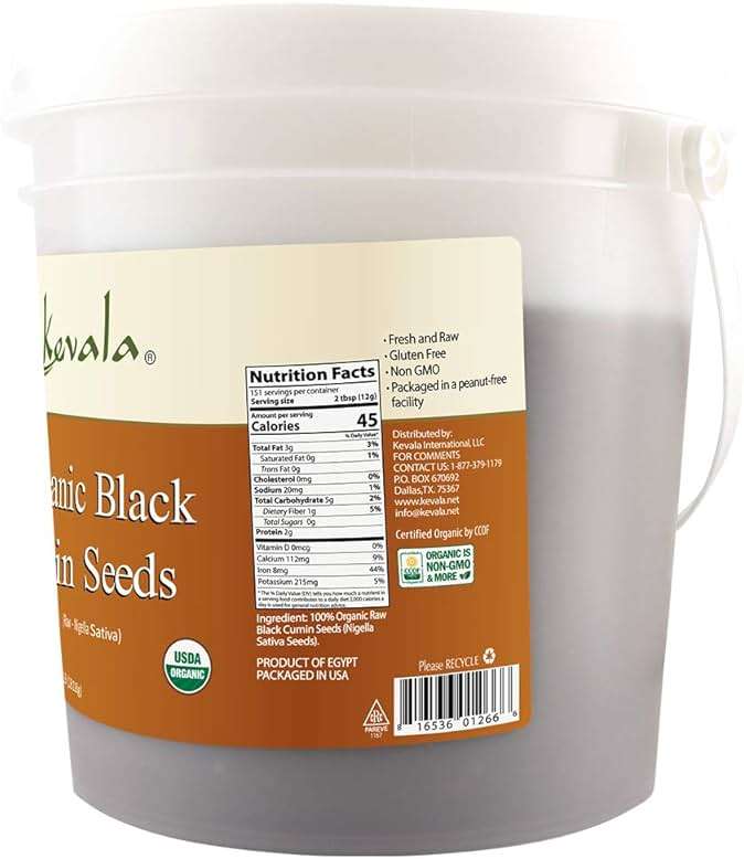 Kevala Organic Black Cumin Seeds - 4 lb Bucket, Nigella Sativa Seeds | Seeds for Cooking and Baking at Home, Ready to Eat Topping in Healthy Diets, Packed with Nutrients for Making Balanced Meals - Image 2