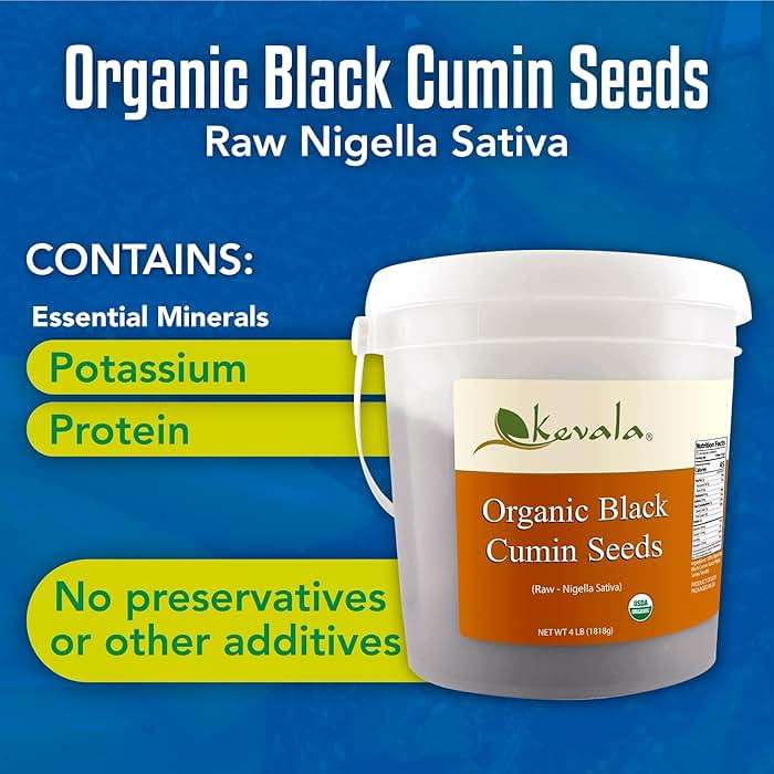 Kevala Organic Black Cumin Seeds - 4 lb Bucket, Nigella Sativa Seeds | Seeds for Cooking and Baking at Home, Ready to Eat Topping in Healthy Diets, Packed with Nutrients for Making Balanced Meals - Image 4
