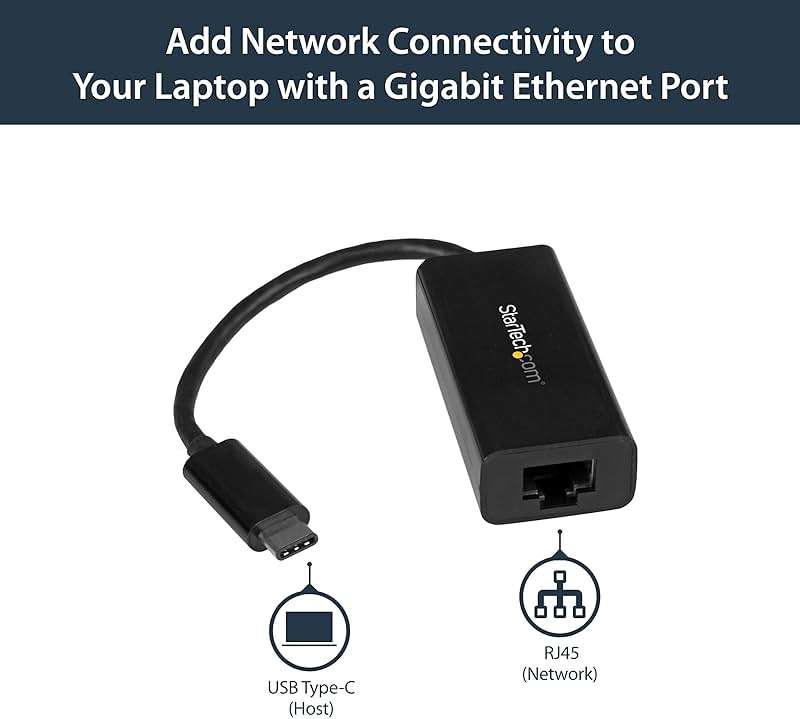 StarTech.com USB-C to Gigabit Ethernet Adapter, Thunderbolt 3 /4 Compatible, RJ45 LAN Network Converter, Windows & Mac - Image 2