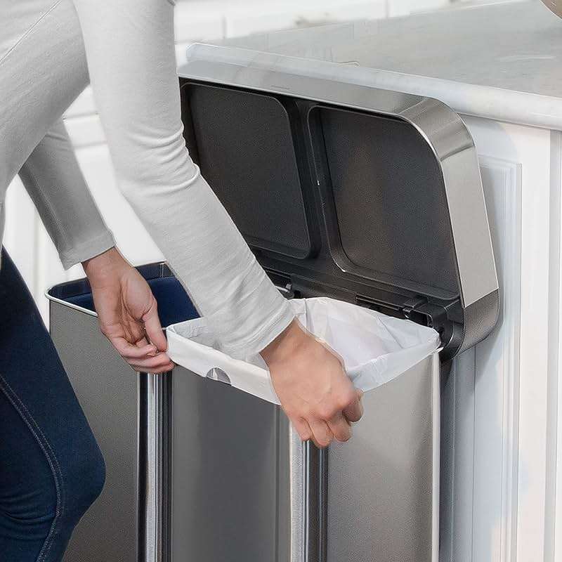 simplehuman Code H 60 Count Custom Fit Liners, Drawstring Kitchen Trash Bags, One-by-One Mess-Free Dispense, Extra Thick & Double Seamed, 50% PCR Plastic, 30-35 Liter / 8-9 Gallon, White - Image 5