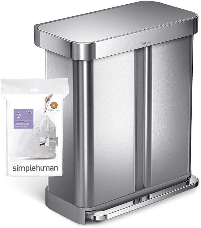 simplehuman Code H 60 Count Custom Fit Liners, Drawstring Kitchen Trash Bags, One-by-One Mess-Free Dispense, Extra Thick & Double Seamed, 50% PCR Plastic, 30-35 Liter / 8-9 Gallon, White - Image 6