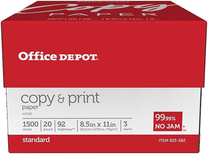 Office Depot Copy Print Paper, 8 1/2in. x 11in., 20 Lb, Bright White, 500 Sheets Per Ream, Case Of 3 Reams, 1008 - Image 2