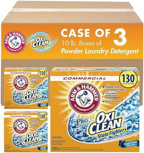 Arm & Hammer 33200-00108 Powder Laundry Detergent, OxiClean, Fresh Scent, 9.92 lb. (Pack of 3) - Image 1