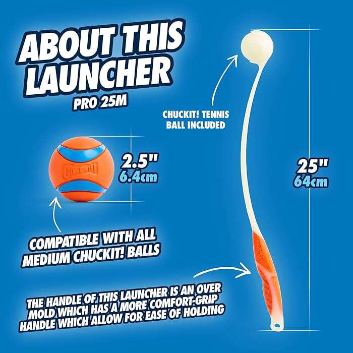 Chuckit! Pro Fetch Toy Dog Ball Launcher For Dogs; Compatible With Any Medium Chuckit! Medium Size 25 Inch + Glow Ball - Image 3