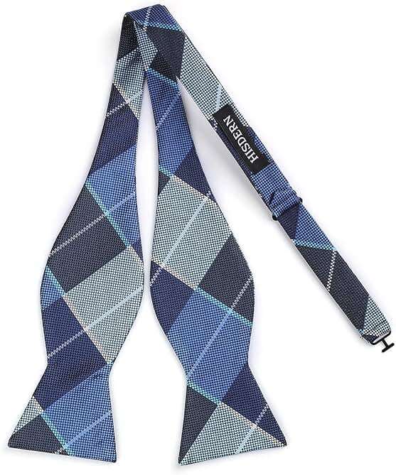 Bow Ties for Men Check Plaid Self Tie Bow Tie and Pocket Square Bowtie Formal Tuxedo Wedding Bowties Handkerchief Set - Image 4