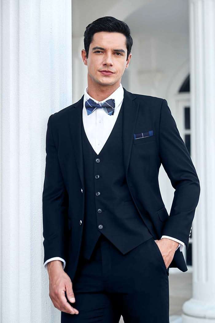 Bow Ties for Men Check Plaid Self Tie Bow Tie and Pocket Square Bowtie Formal Tuxedo Wedding Bowties Handkerchief Set - Image 7