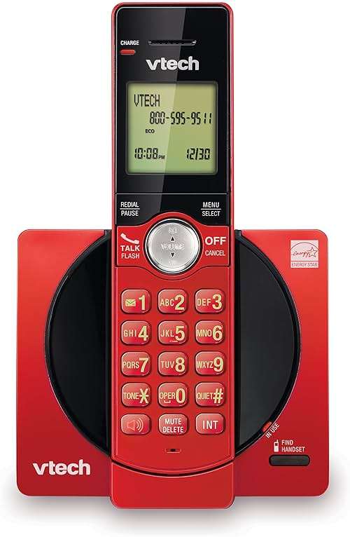 VTech CS6919-16 DECT 6.0 Cordless Phone, Red - Caller ID/Call Waiting (Stores 30 Calls), Backlit Keypad & Display, Full Duplex Handset Speakerphone, Wall Mountable - Image 1