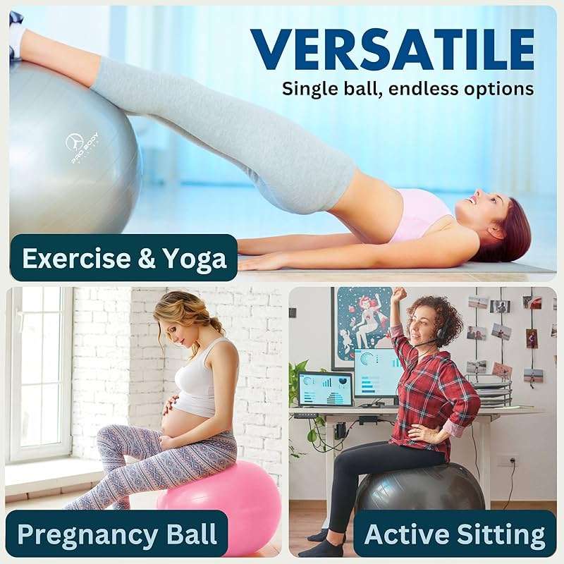 ProBody Pilates Exercise Ball - Multiple Sizes Gym Grade Balance Ball for Fitness, Yoga, Workout, Pregnancy & Physical Therapy - Image 3