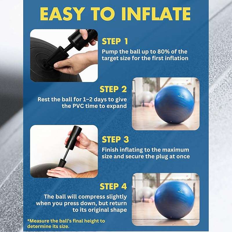 ProBody Pilates Exercise Ball - Multiple Sizes Gym Grade Balance Ball for Fitness, Yoga, Workout, Pregnancy & Physical Therapy - Image 8