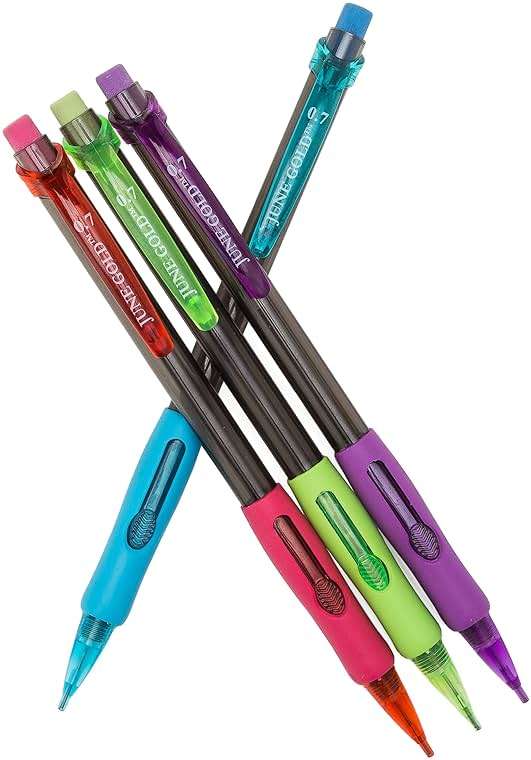June Gold 72 Mechanical Pencils, 0.7 mm HB #2 Lead, 2 Dispensers/w 220 Graphite Refills & 16 Refill Erasers, Break Resistant Lead, Convenient Side Click & Soft Non-Slip Grip - Image 3