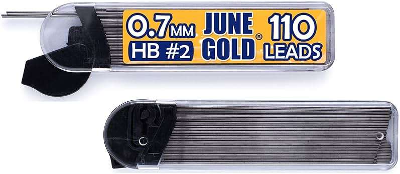 June Gold 72 Mechanical Pencils, 0.7 mm HB #2 Lead, 2 Dispensers/w 220 Graphite Refills & 16 Refill Erasers, Break Resistant Lead, Convenient Side Click & Soft Non-Slip Grip - Image 5