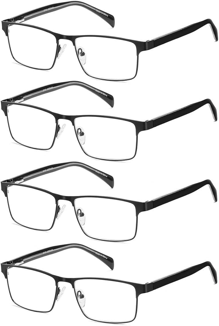 EYECEDAR 4-Pack Reading Glasses for Men Black Frame Adjustable Metal Spring Hinges Eyeglasses Readers for Men 1.50 - Image 1